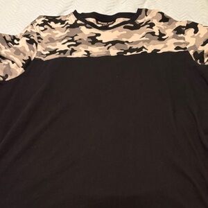 Michael Kors Black and Camouflage Long Sleeve Tee